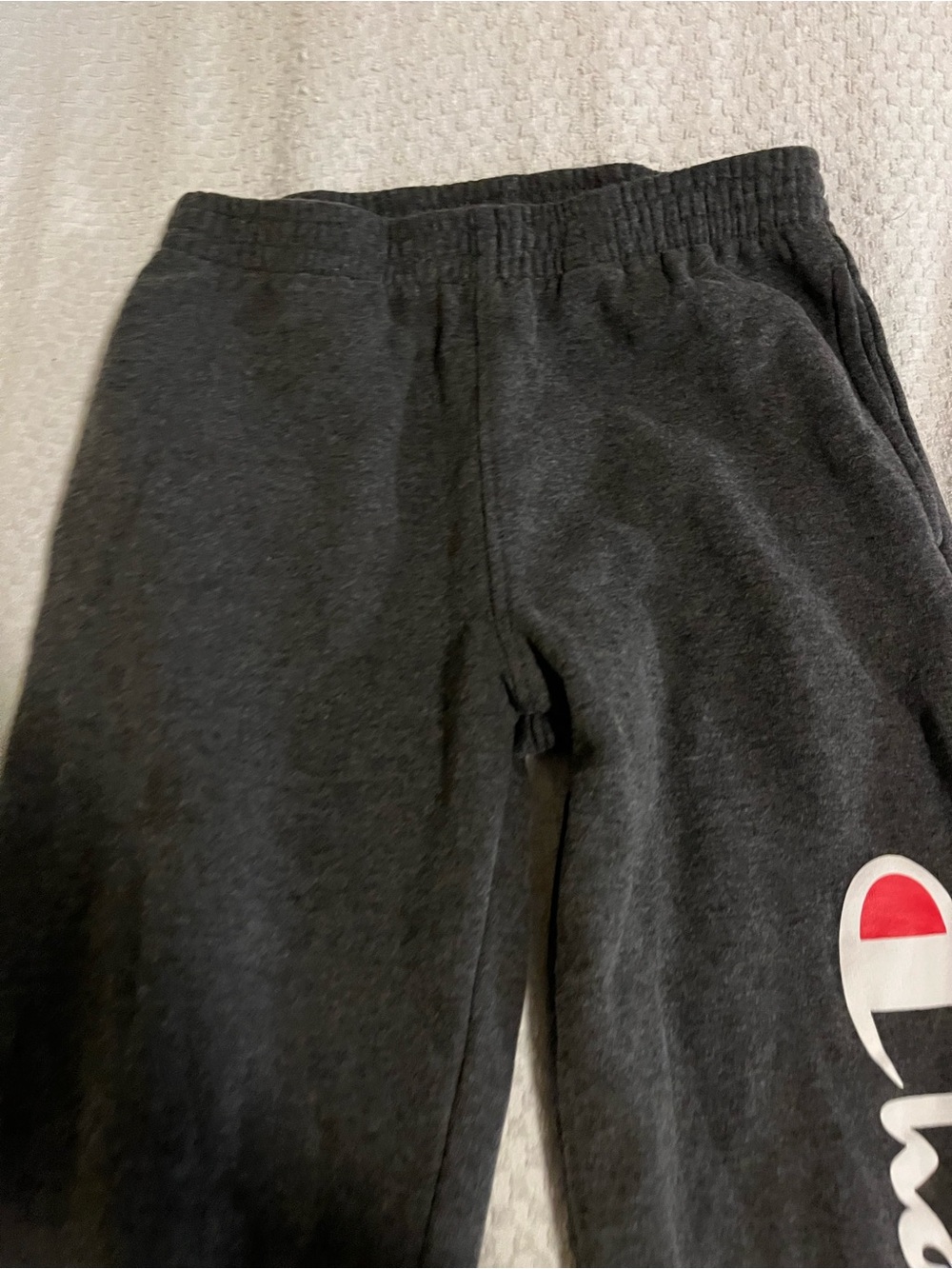 Champion Kids Charcoal Sweatpants with Red Logo Accent